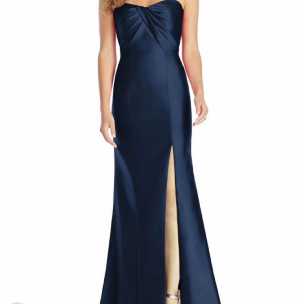 ALFRED SUNG Midnight Blue Strapless Gown
